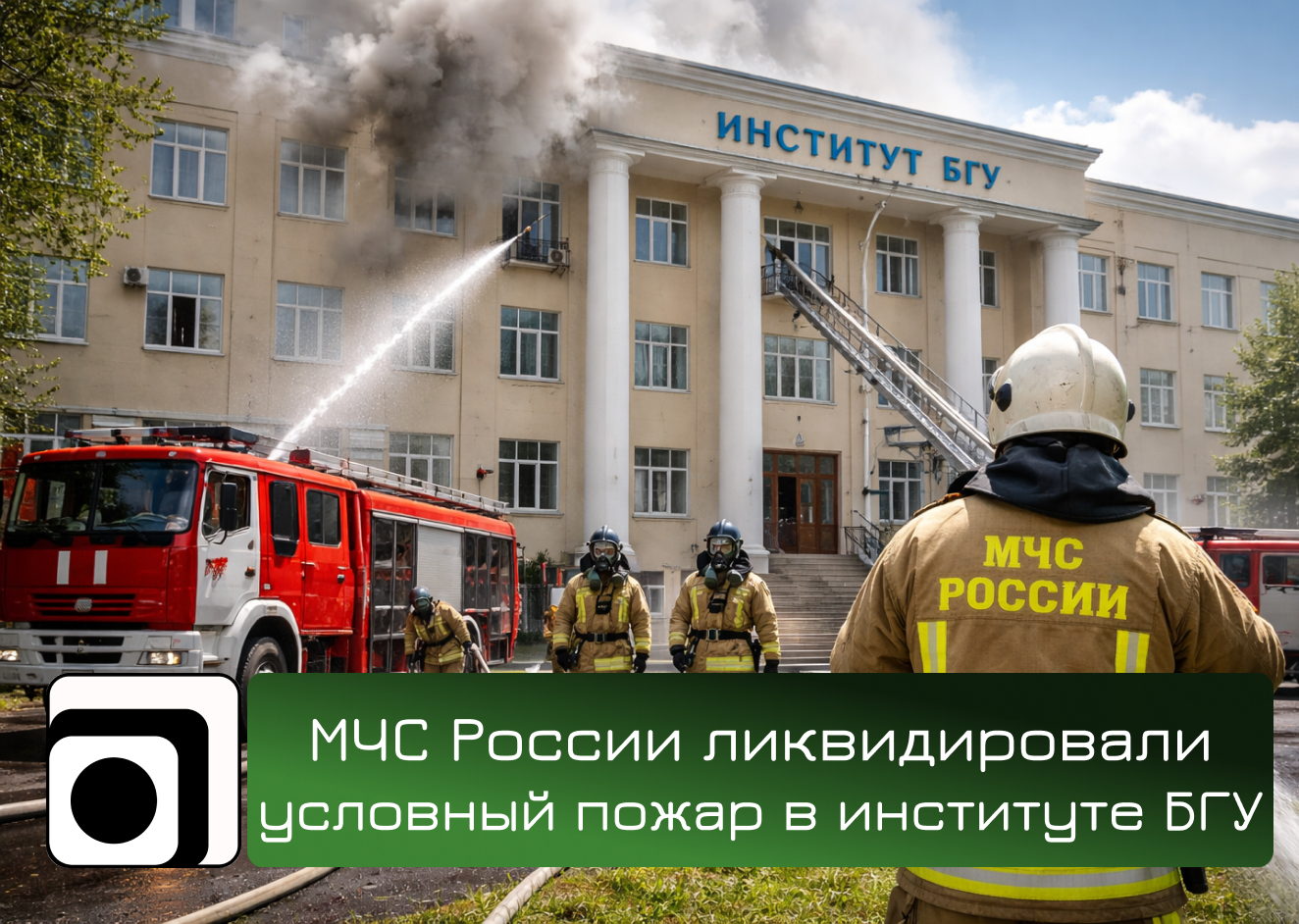 МЧС России ликвидировали условный пожар в институте БГУ в ходе отработки навыков тушения возгораний и спасения людей.
